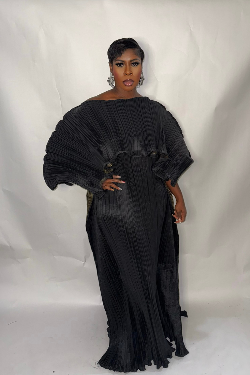 ANIRA PLISSE MAXI DRESS (BLACK)