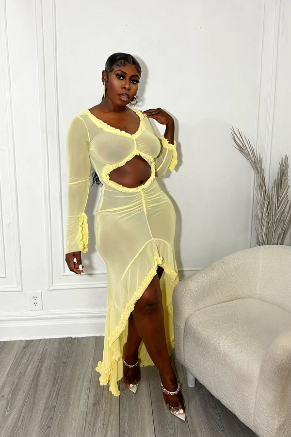 SAFFIE MESH DRESS (LEMON)