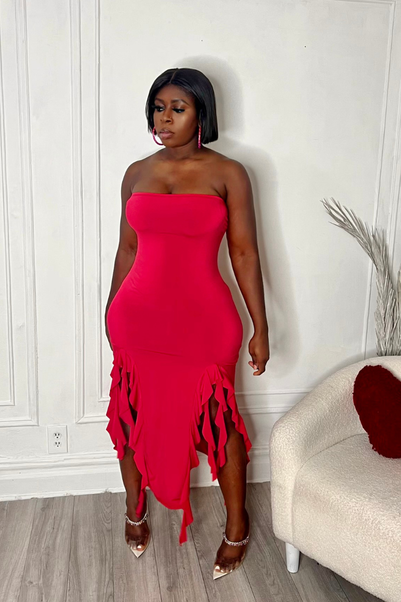 AUTUMN MIDI DRESS (RED)