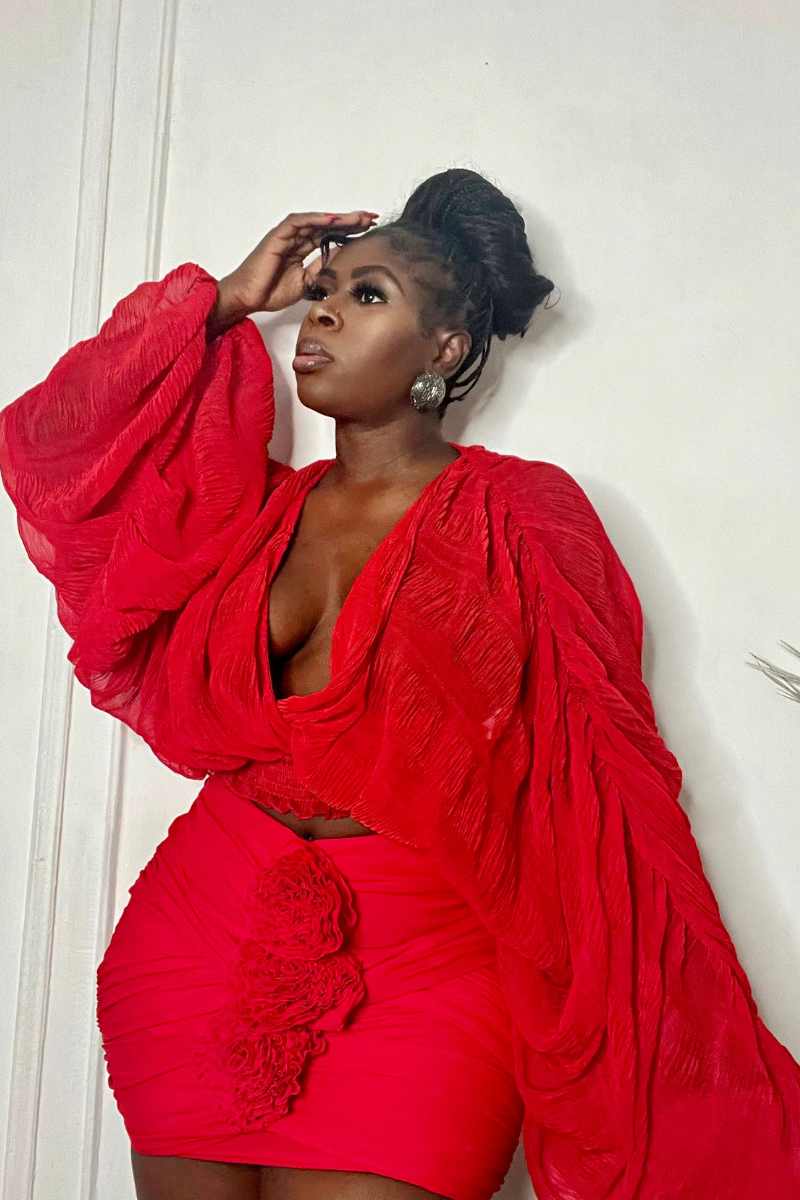 AALIYAH BUBBLE SLEEVE TOP (RED)