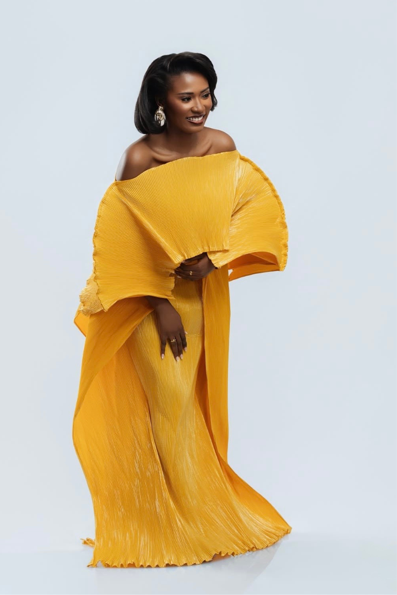 ANIRA PLISSE MAXI DRESS (MUSTARD)