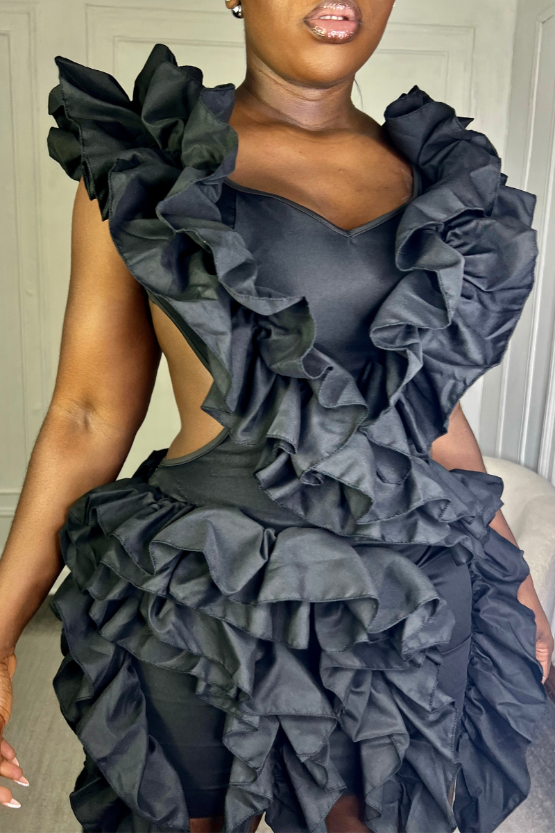 BLACK SWAN RUFFLE DRESS