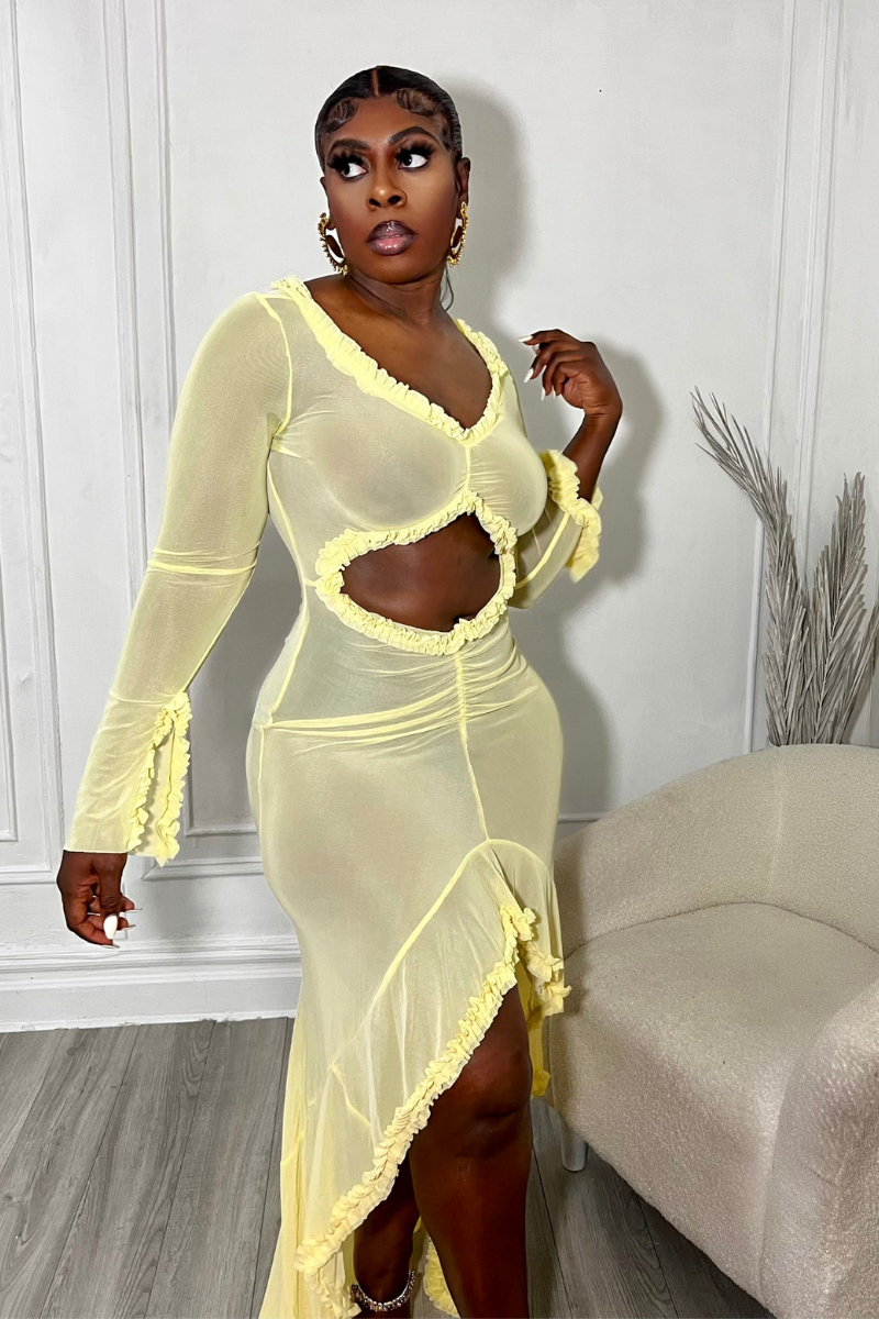 SAFFIE MESH DRESS (LEMON)