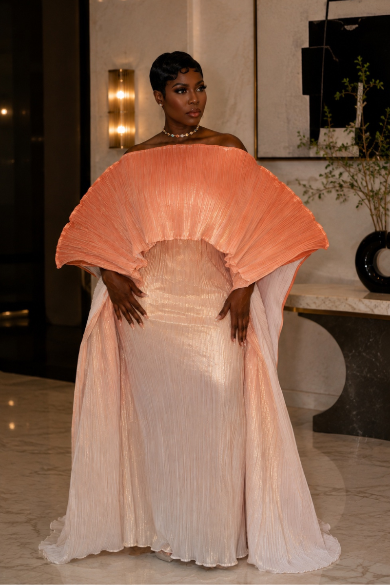 ANIRA PLISSE MAXI DRESS (OMBRE)