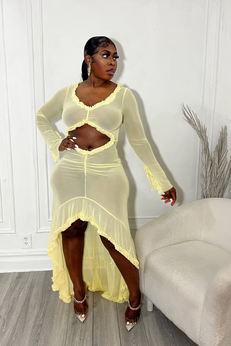 SAFFIE MESH DRESS (LEMON)