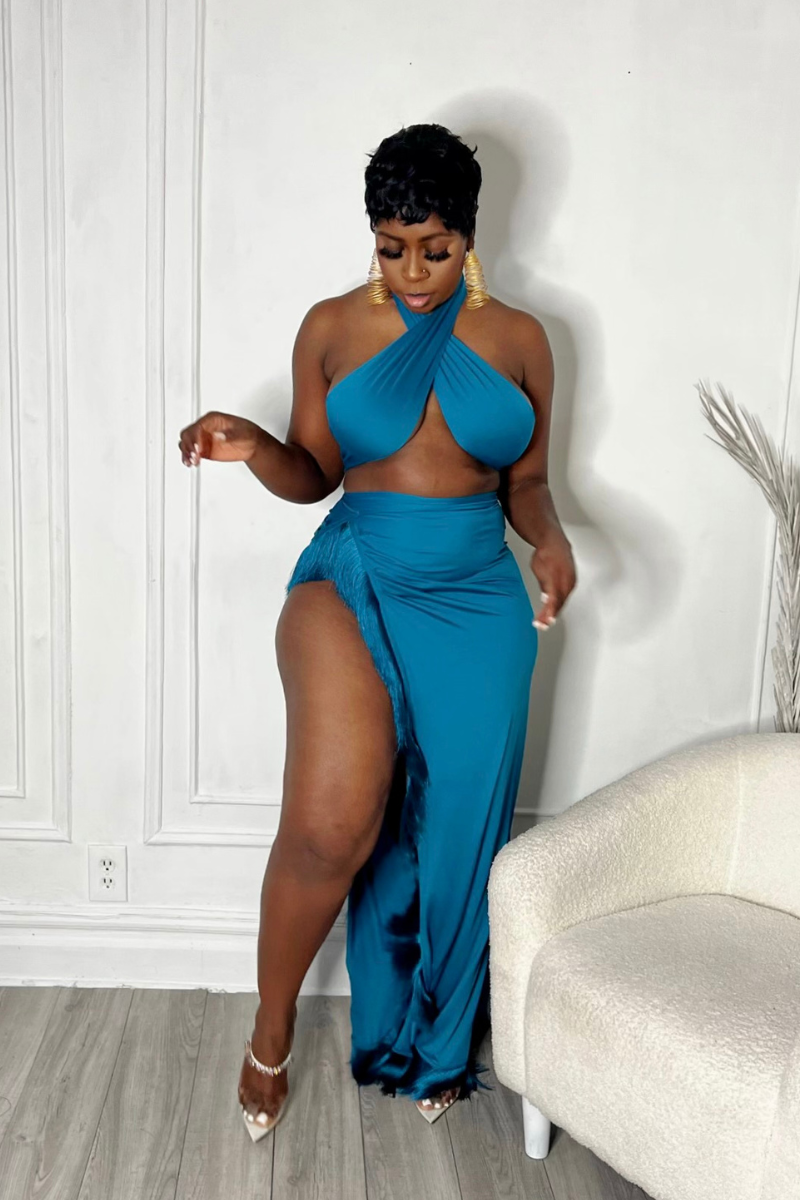 LOURDES FRINGE SET (BLUE)