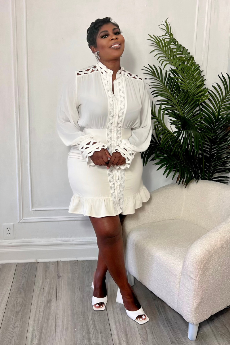 MILAN BUTTON DOWN DRESS (WHITE)