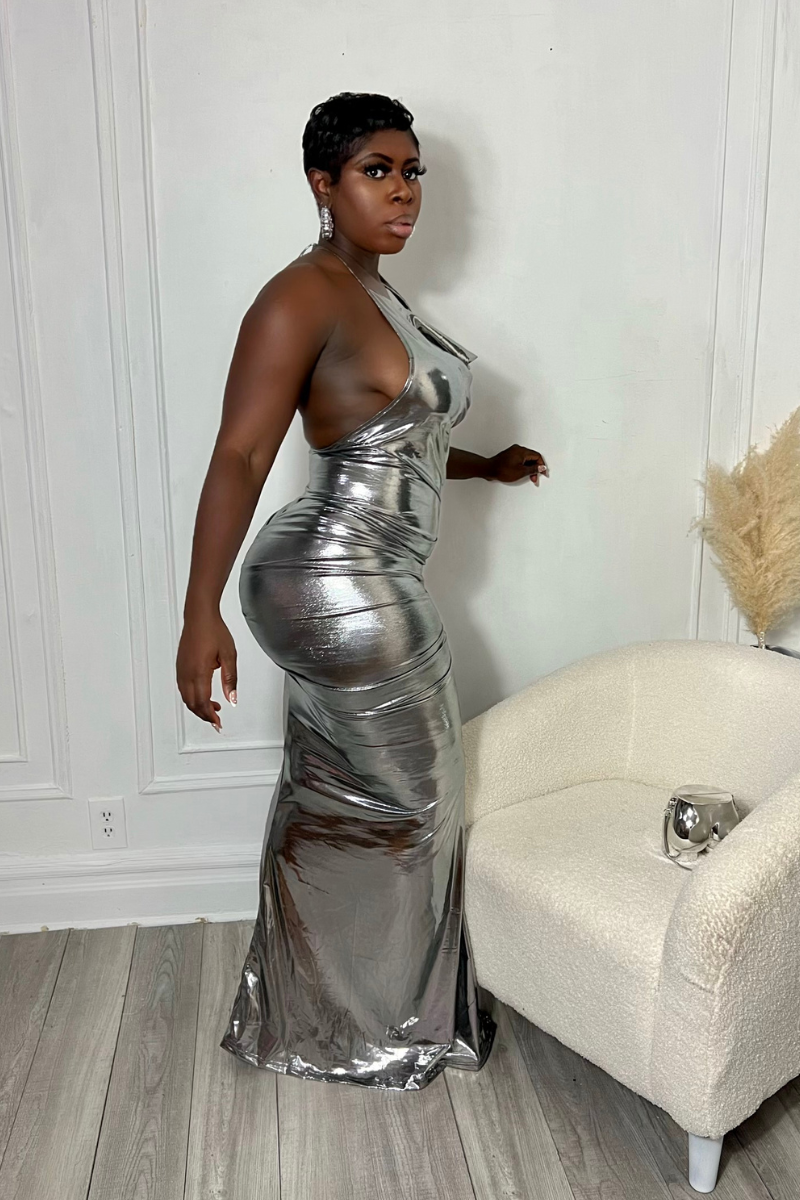 FIRST IMPRESSION MAXI DRESS (SILVER)