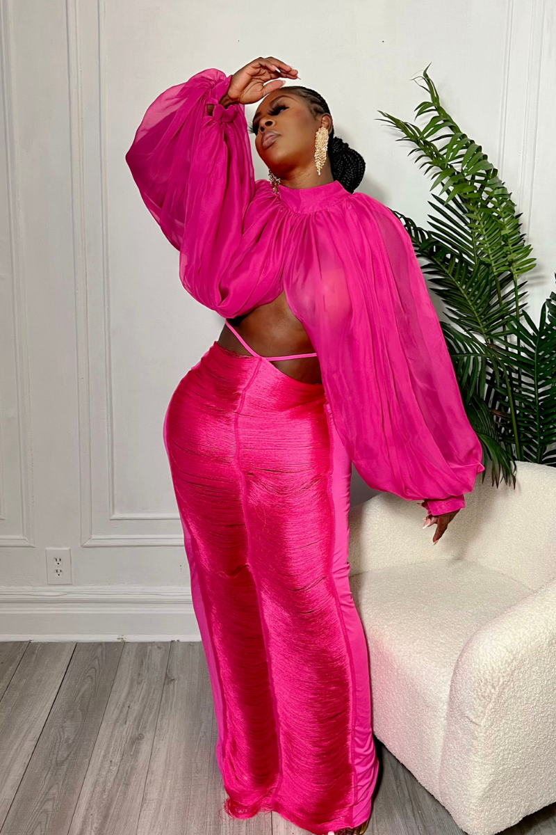 KHLOE BUBBLE SLEEVE TOP