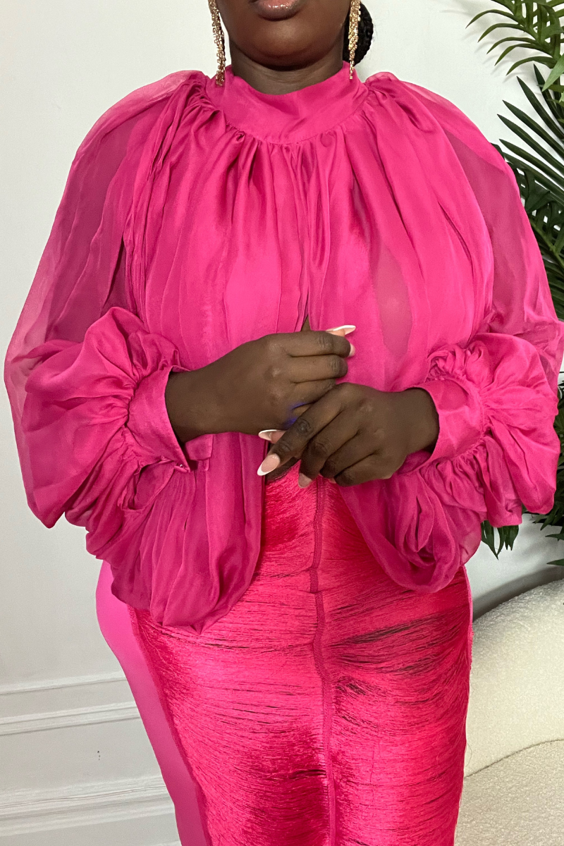 KHLOE BUBBLE SLEEVE TOP