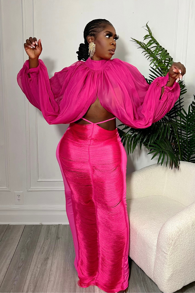 KHLOE BUBBLE SLEEVE TOP