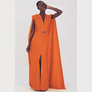 ORANGE CAPE DRESS